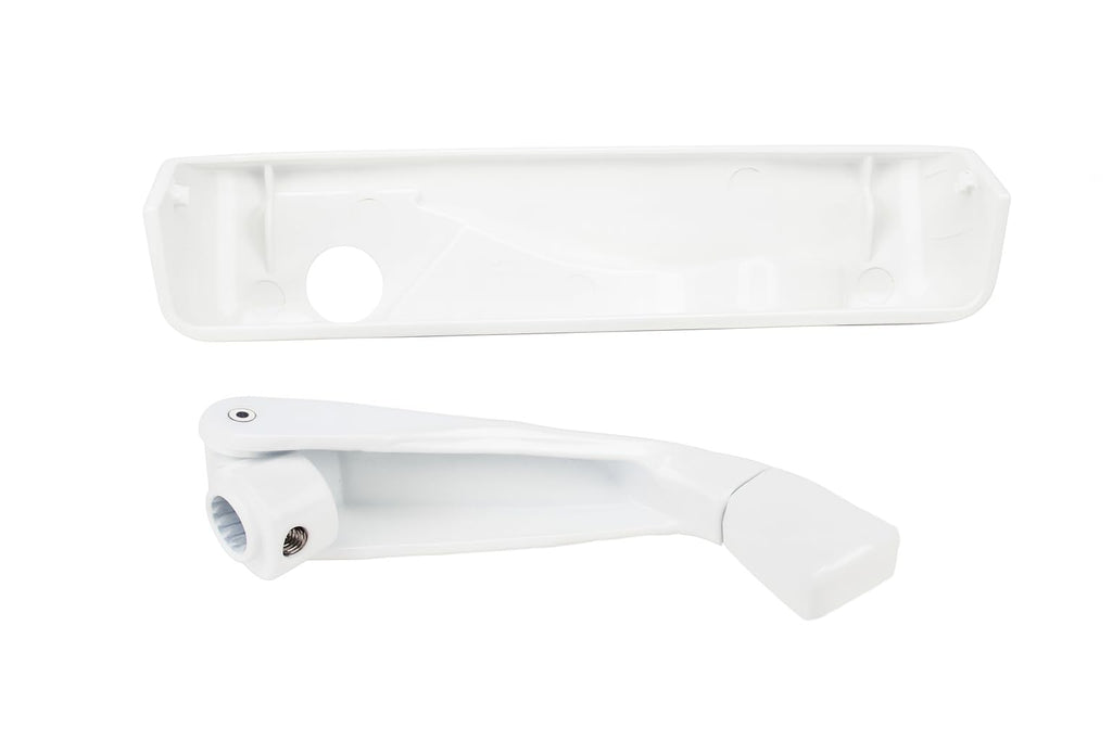 Folding Casement Window Crank Handle with Snap-On Cover – White – Compatible with Multiple Window Operators (Left)