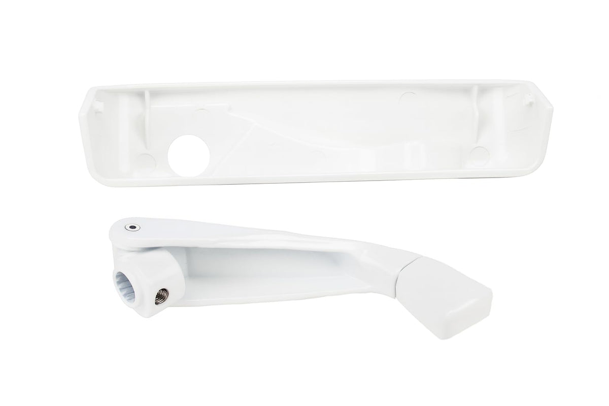 Folding Casement Window Crank Handle with Snap-On Cover – White – Compatible with Multiple Window Operators (Left)