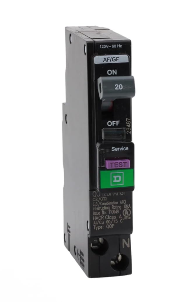 QO120PAFGF 20A 120V Circuit Breaker AFCI GFCI Dual Function Plug ON