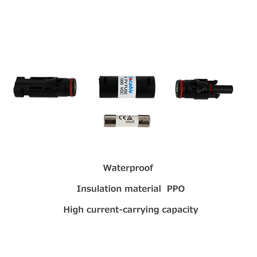 30A Waterproof in-Line Fuse Solar Panel Holder w/Fuse | IP67 Waterproof Solar Fuse Connector for Solar Panel and