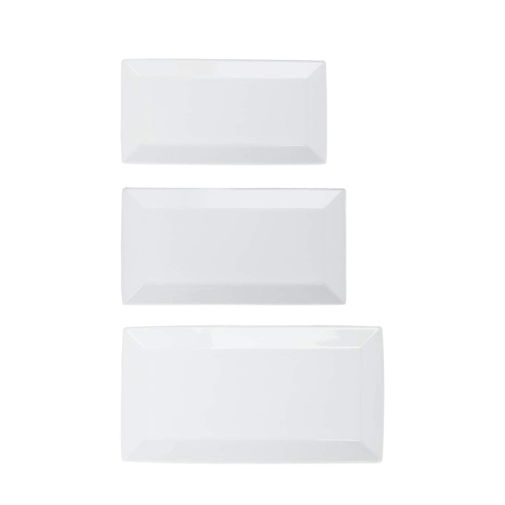 3-Piece Porcelain Serving Platters, Oven Safe, for Entertaining, Appetizer, Dinner, Dessert, 12.75 inch, 11 inch, 10