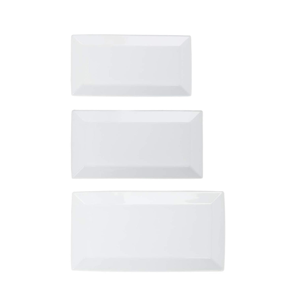 3-Piece Porcelain Serving Platters, Oven Safe, for Entertaining, Appetizer, Dinner, Dessert, 12.75 inch, 11 inch, 10