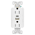 Eaton Combination USB Type A and C Charger, 15A 5-15R Receptacle, White, USB, Two-Pole, Three-Wire, Tamper Resistant