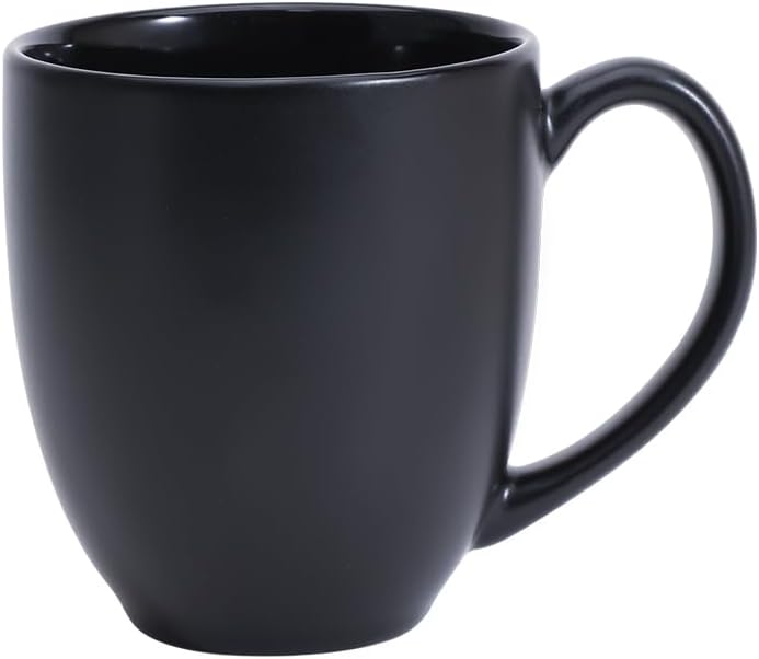 12-Pack Matte Black Ceramic Coffee Mug, 16 ounces, Microwave and Dishwasher Safe, Stoneware, Commercial-Grade