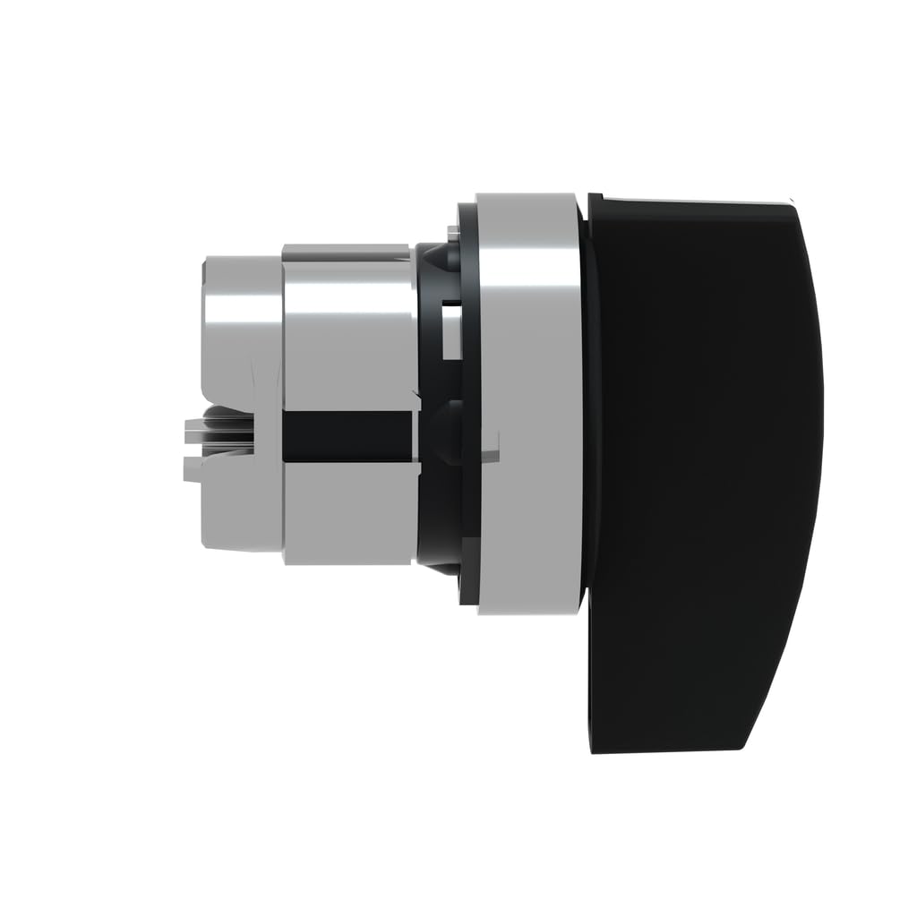 Schneider Electric ZB4BJ3 Harmony XB4 Selector Switch Head, Chromium Plated Metal Bezel, Fits 22mm Diameter Cutouts, Long Handle, 3 Positions, Stay Put Operation, Black