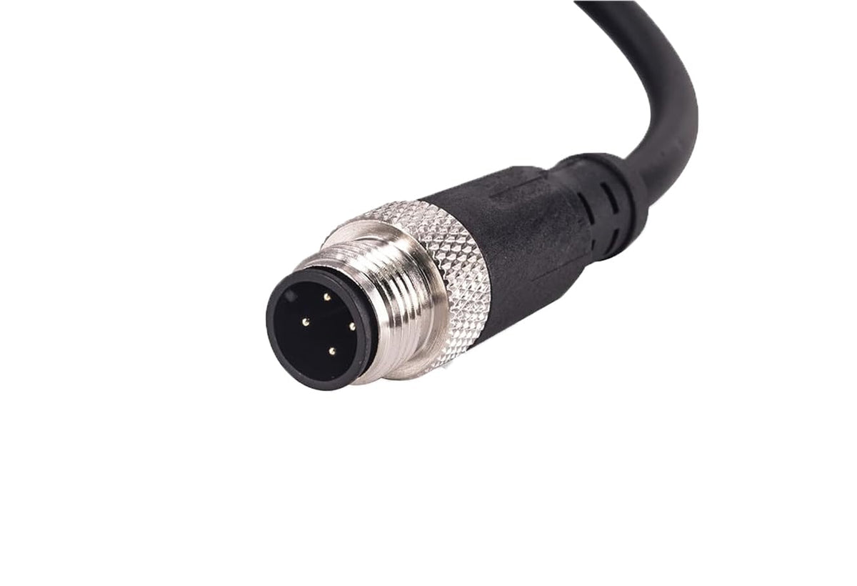 M12 4 Pins Male Connector Cables, Waterproof IP67 Solder Locking System, Brass Gold-Plated Contacts, A Code Straight Aviation Sensor Electrical Cable 60V 2A Industrial Grade Cable