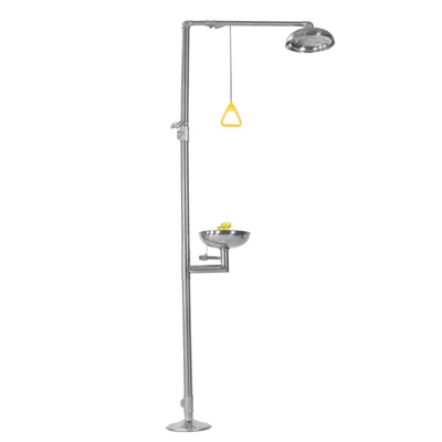 Emergency Shower Eye Wash Station, 304 Stainless Steel Combination Eye Wash Shower Station (90.55"), Equipped with