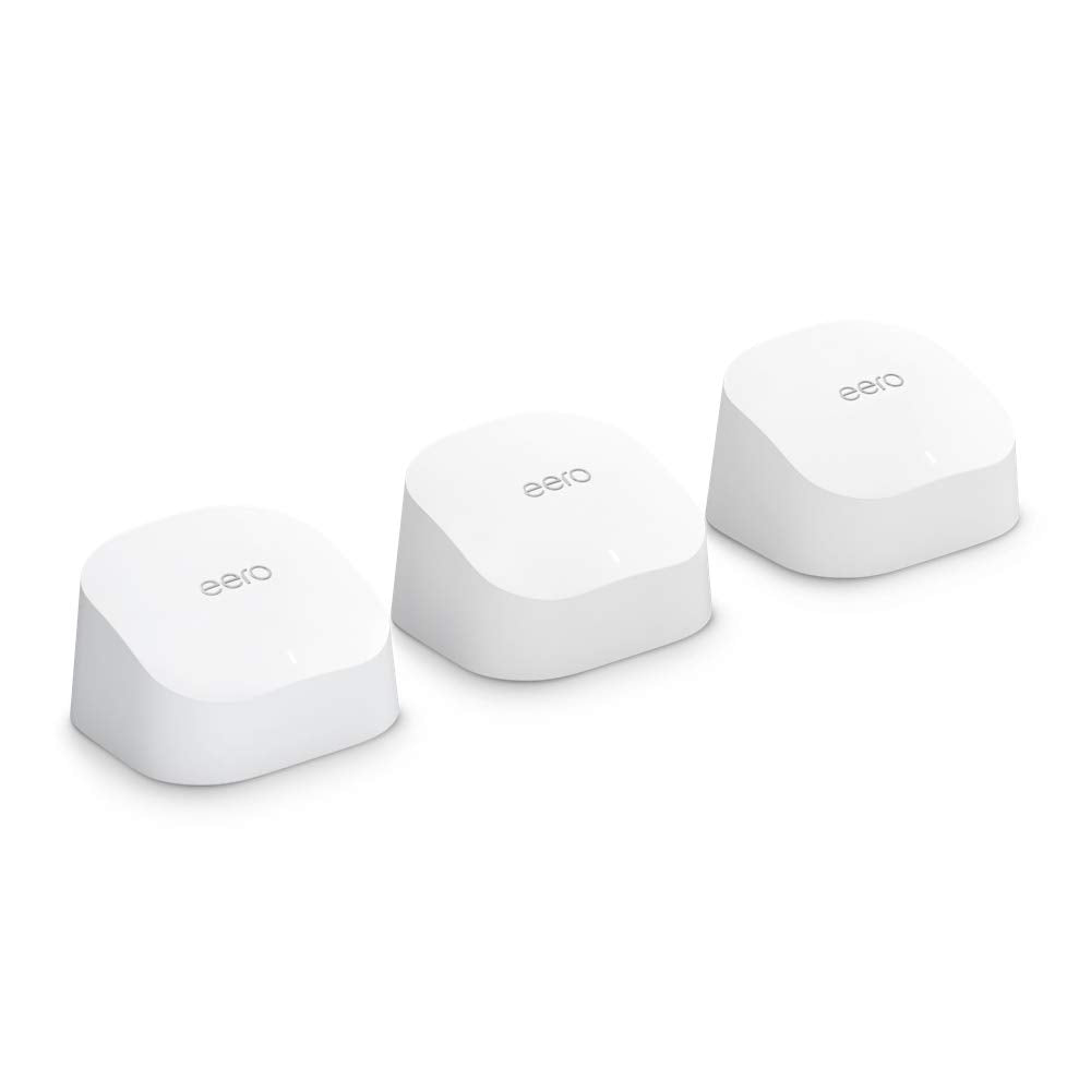 Amazon eero 6 mesh wifi system - Supports internet plans up to 500 Mbps, Coverage up to 4,500 sq. ft., Connect 75+