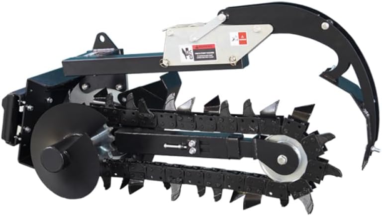 Skid Steer Trenchers Attachment with Adjustable Depth Control Foot and Three Different Chain Options, Universal Mount