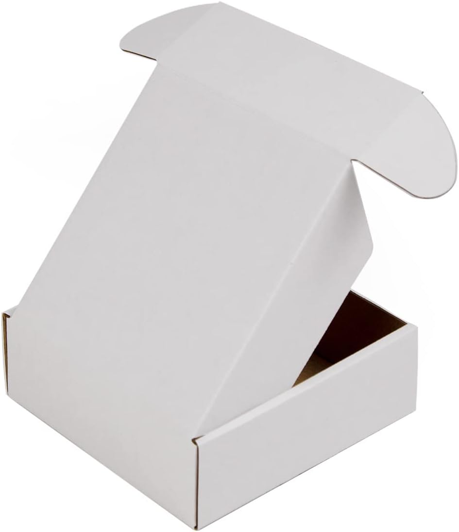 6x6x2 Inches Shipping Boxes Pack of 25, White Corrugated Cardboard Boxes for Small Bussiness