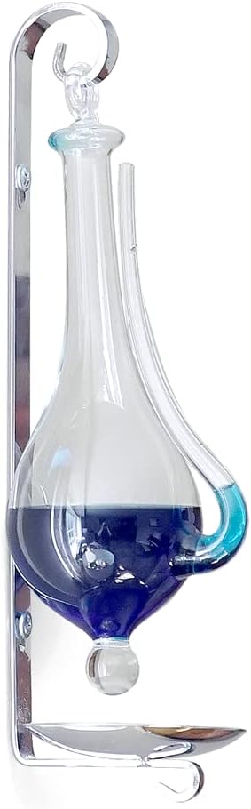 B1025C Antique Storm Glass Wall Mount Liquid Barometer | With Drip Cup