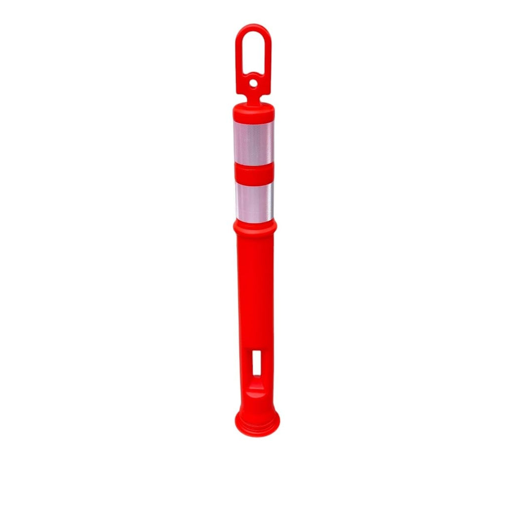 46" Plastic Traffic Delineator Post (Base Not Included) - Reflective Bands (Orange) - Construction Safety - Handle
