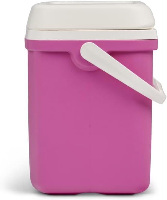 28 QT Pink Insulated Hard Cooler, Portable Leak-Proof Ice Chest with Elevated Bottom & Swing-Up Handle, Lightweight