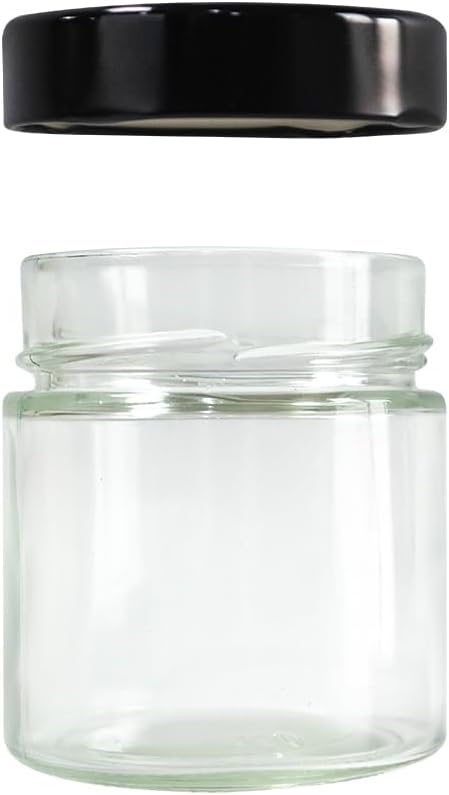 8oz Extra Deep Lug Glass Jar with Silver Lids, pack of 12, Honey, Peanut Butter, Pasta Sauce, Hot Sauce, Candy, Sugar