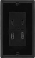 Maxxima USB Receptacle Outlet, 4.8A USB C/A USB Charging Ports, Black