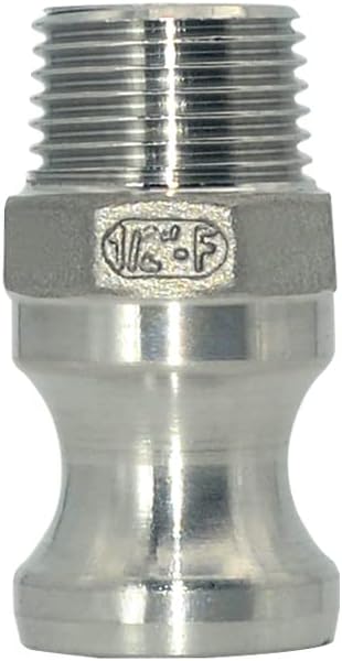 VARMHUS F Trash Pump Adapter Male Camlock x Male Pipe Threads Stainless Steel 316 (1/2")