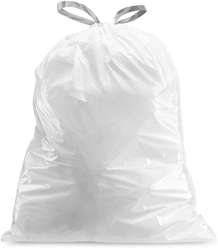 Custom Fit Trash Bags Compatible with Simplehuman Code J 50 Count White Drawstring Garbage Liners 10-10.5 Gallon