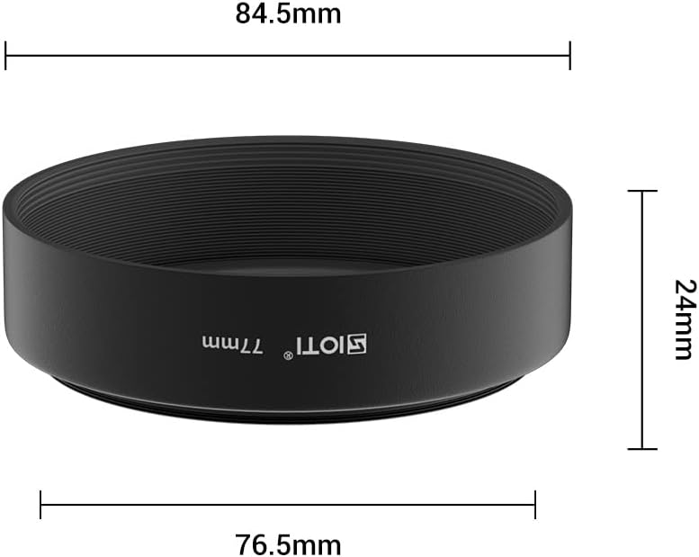 77mm Lens Hood, Oxidation Matte Anti Reflective Treatment, Aluminum Alloy, with 1 * 82mm Lens Cap, Compatible with