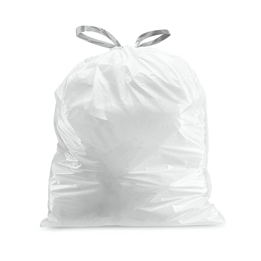 Custom Fit Trash Bags, Compatible with Simplehuman Code R (100 Count) White Drawstring Garbage Liners 2.6 Gallon/ 10
