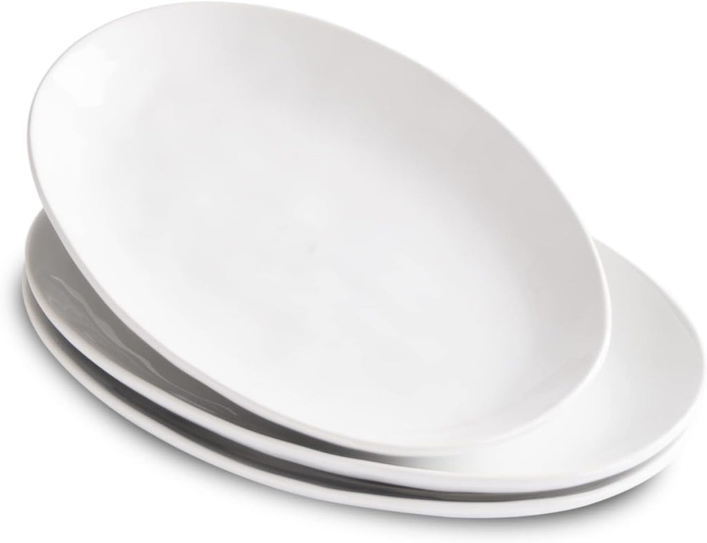 Ceramic Serving Platters, 12" White Serving Dishes, Dinner Plates, Set of 3