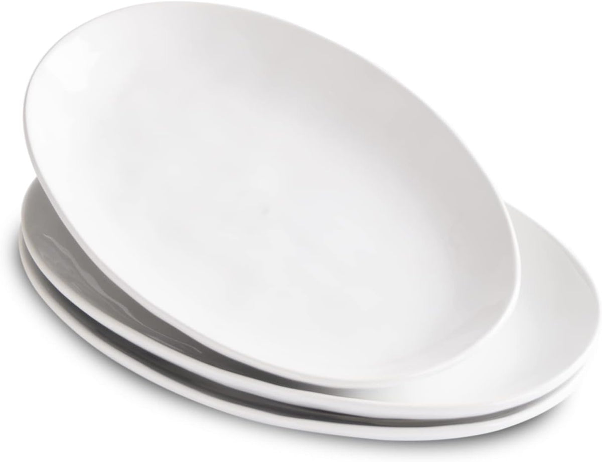 Ceramic Serving Platters, 12" White Serving Dishes, Dinner Plates, Set of 3