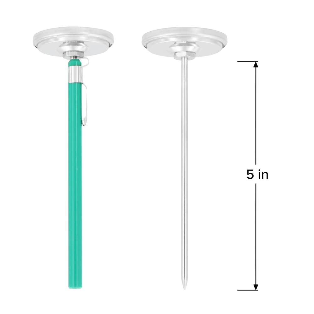 Reotemp Large Dial Easy Read Pocket Thermometer, 2" Dial, 5" Stem, Waterproof (-40 to 160 Fahrenheit)