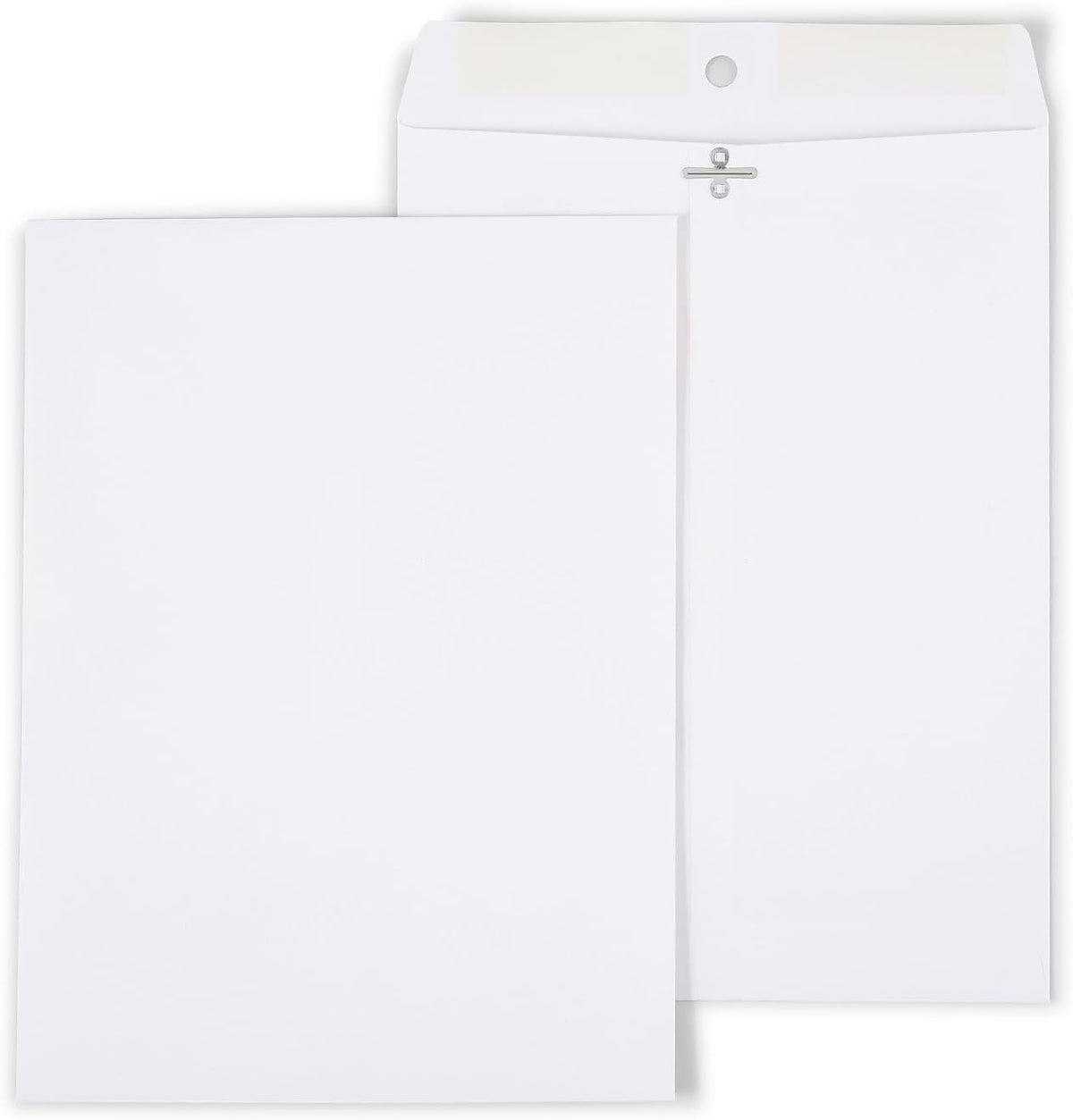 9x12 Wove Clasp Envelopes, White, Metal Clasp, 100/Box
