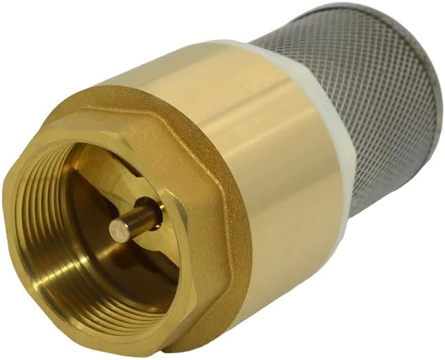 VARMHUS Brass Foot Valve with Filter, Check Valve for Water Pump, NPT Thread, Prevents Backflow (1-1/2inch)