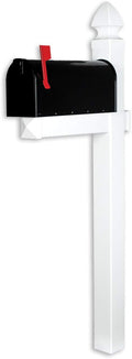 Richmond White Vinyl No-Dig Mailbox Post System with Stake | Includes ground anchor stake for easy no-dig