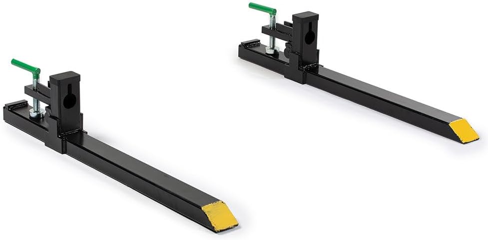Light-Duty 43" Clamp-On Pallet Forks, 30" x 3" Fork Length, Rated 1,500 LB, Easy to Install on Loader or Skid Steer