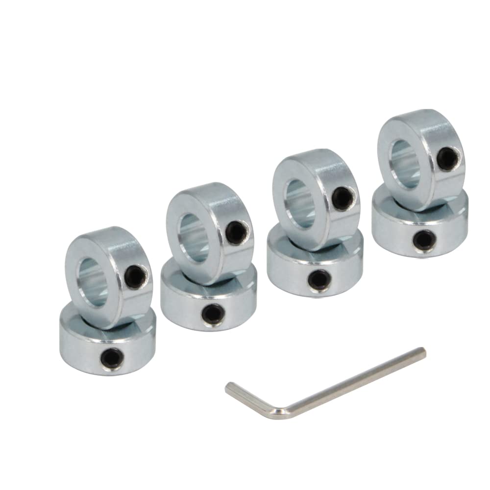 8pcs 1/2" Bore Shaft Collar Lock Collar Zinc Plated Solid Steel with Set Screw