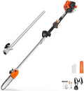 26CC Gas Pole Saw – Extendable 6.9-9.5 FT Gas-Powered Tree Trimmer, 10" Chainsaw Bar, 90° Adjustable Head, Cuts