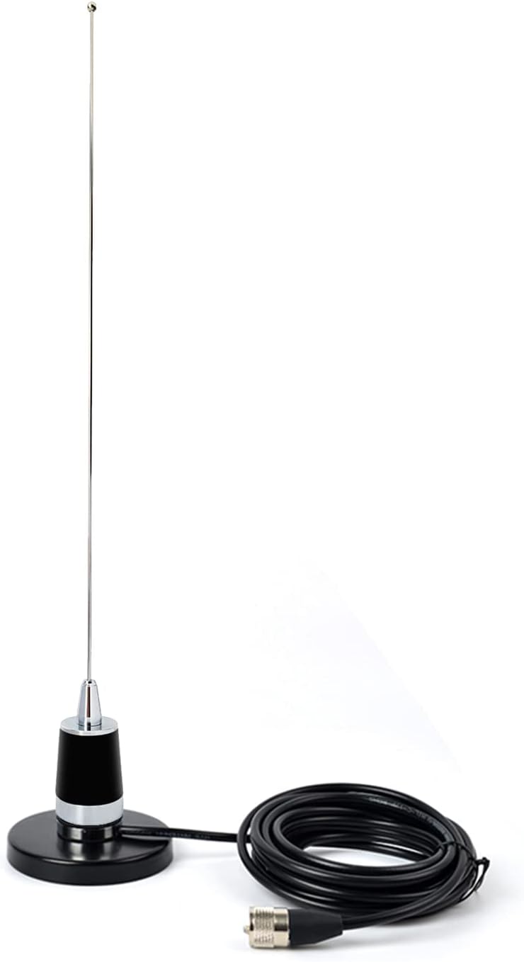 Dual Band NMO Antenna, 21Inches 144/430Mhz VHF UHF Whip Antenna with NMO Magnetic Mount Magnet Base 5meter(16.4ft)