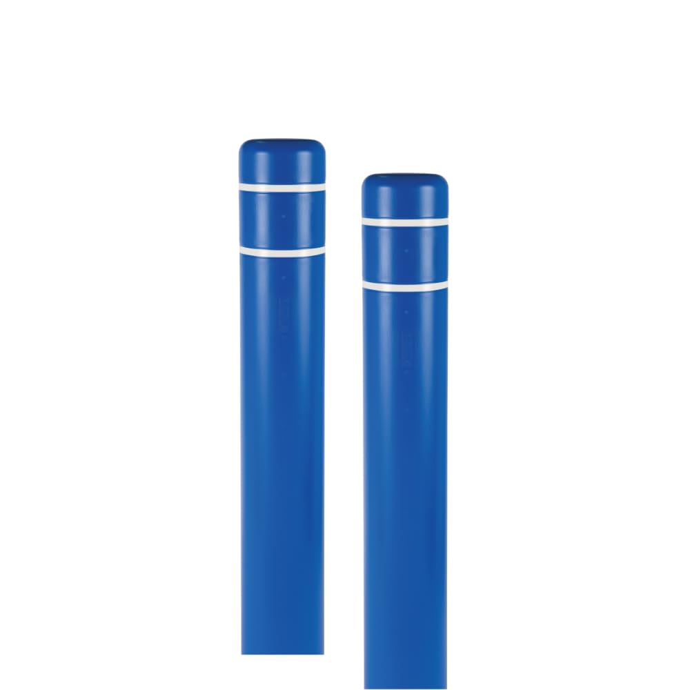 BollardGard 8" x 52" 2-Pack Bollard Cover - Innoplast (Blue White Tape)