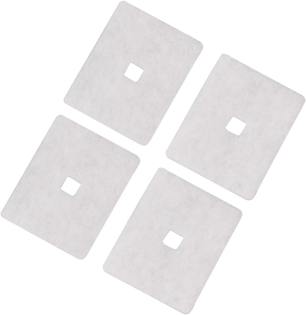 4 Pack 3.7 x 4.33 Inch Air Filter Cotton Pads Compatible with Hiblow HP-60 HP-80 Air Pumps, White Filters with Square Center Opening