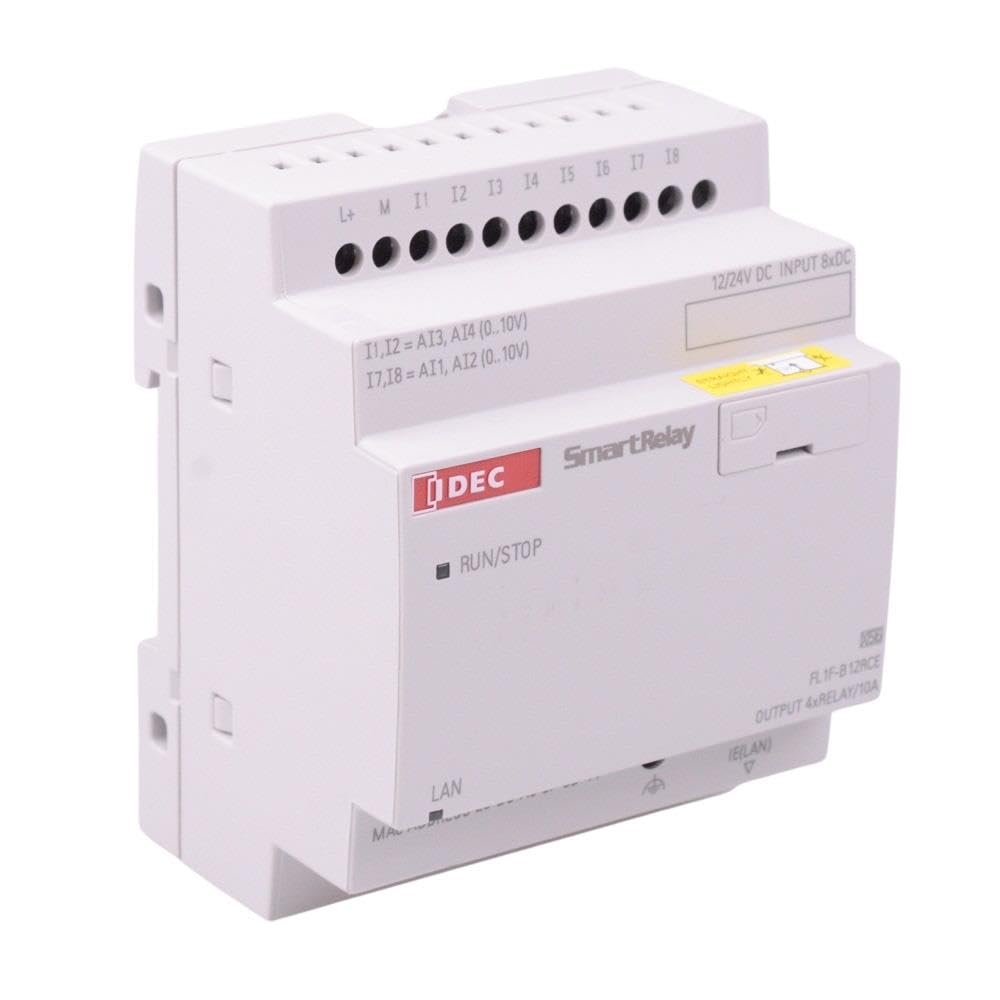 IDEC FL1F-B12RCE 12/24V DC, 8 Input/4 Output, Base Module, Clock, DC Input, ETHERNET, Micro SD, PLC Module, Relay Output, SMARTRELAY