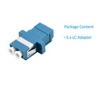 LC Fiber Optic Adapter - LC to LC Duplex Singlemode Coupler - 5 Pack - Blue