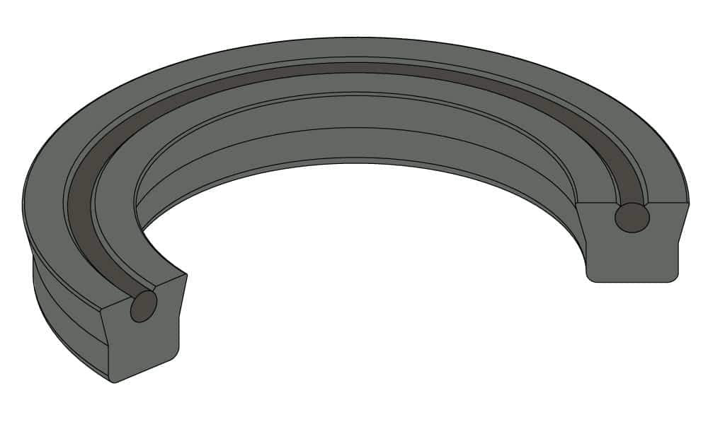 1 1/8" X 1 1/2" X 3/16" Piston/Rod Loaded U-Cup Seal, Square Straight Lip 95 Duro TPU Shell W/ 70 Duro O-Ring