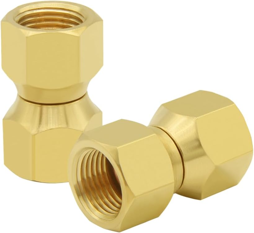 Hooshing 3/8" Female Flare Swivel Adapter Brass Tube Fitting Gas Connector