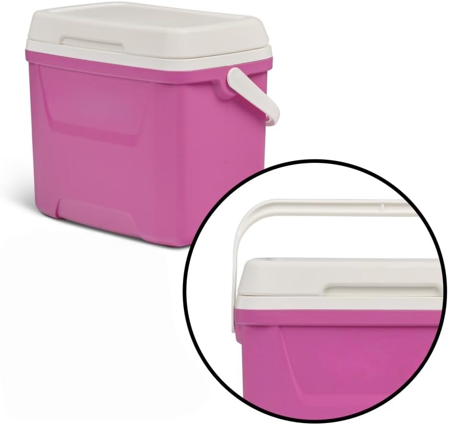 28 QT Pink Insulated Hard Cooler, Portable Leak-Proof Ice Chest with Elevated Bottom & Swing-Up Handle, Lightweight