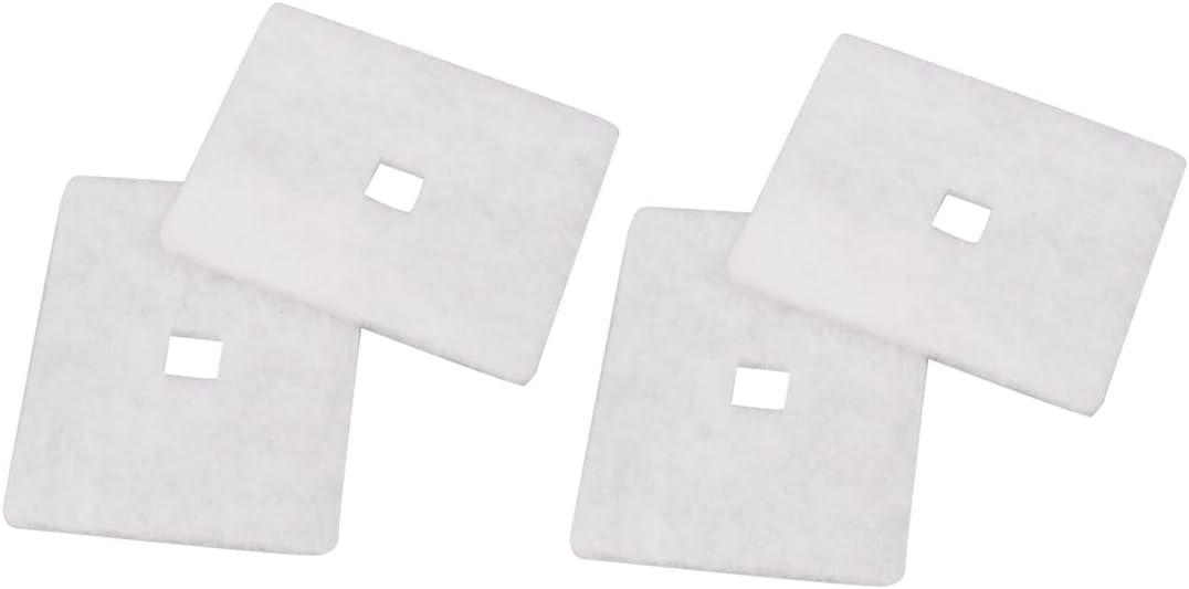 4 Pack 3.7 x 4.33 Inch Air Filter Cotton Pads Compatible with Hiblow HP-60 HP-80 Air Pumps, White Filters with Square Center Opening