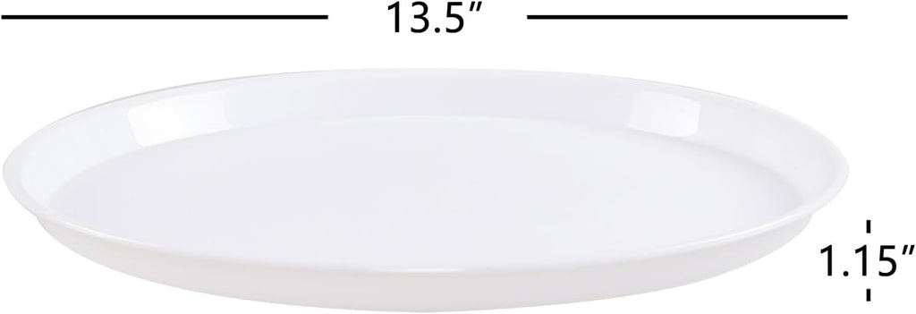6 Packs Plastic Round Platter, 13.5-Inch Non-Slip Serving Tray Set