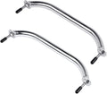 Polished Stainless Handrail,Heavy Duty Oval Boat Marine Grab Handle with Flange & Stud - 12" Long