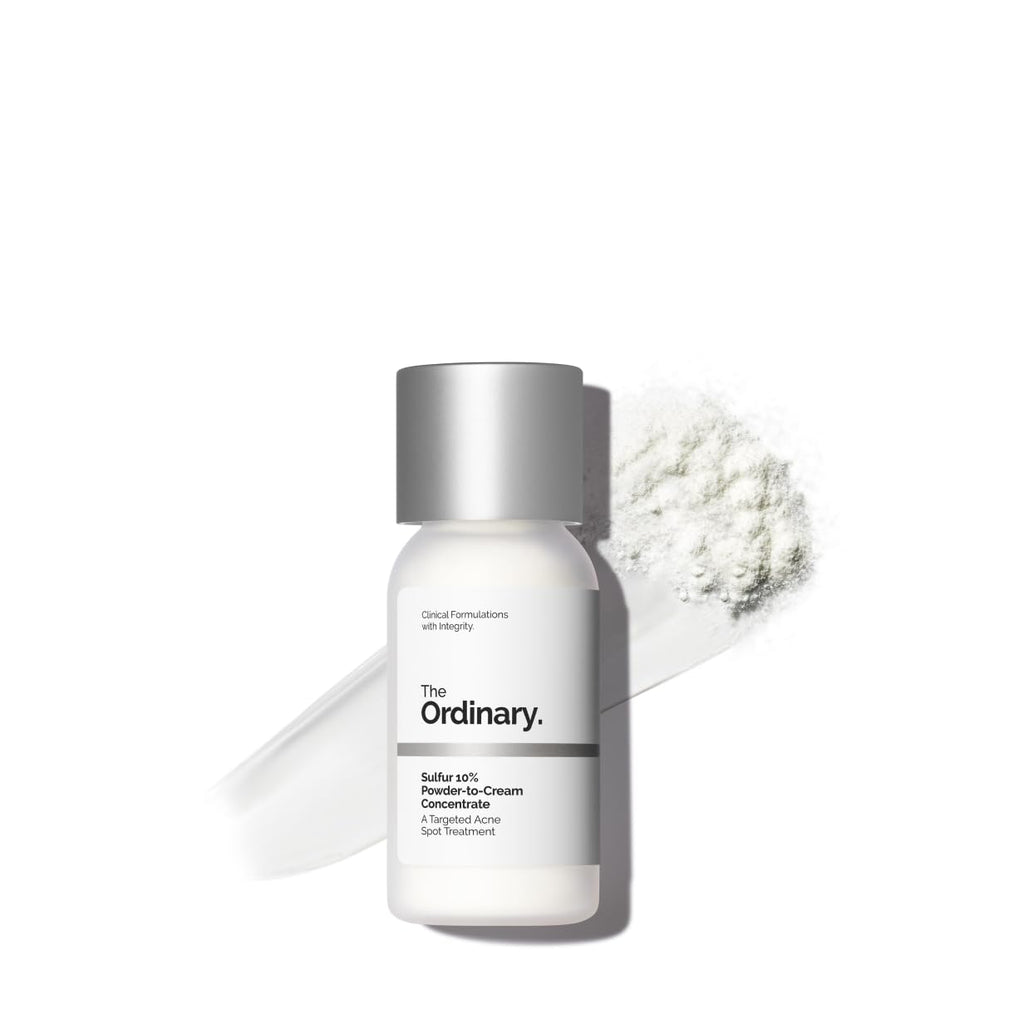 Sulfur 10% Powder-to-Cream Acne Spot Treatment Concentrate, Reduces Pimple Size and Zit Redness, 0.18 Oz