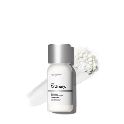 Sulfur 10% Powder-to-Cream Acne Spot Treatment Concentrate, Reduces Pimple Size and Zit Redness, 0.18 Oz