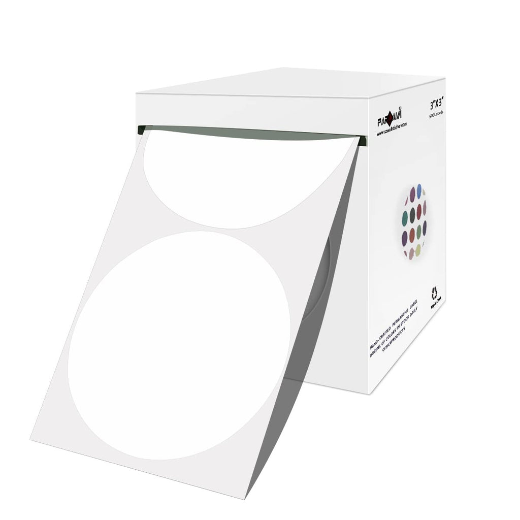 3 Inch Round Permanent Color-Code Dot Sticker, White Color Coding Label