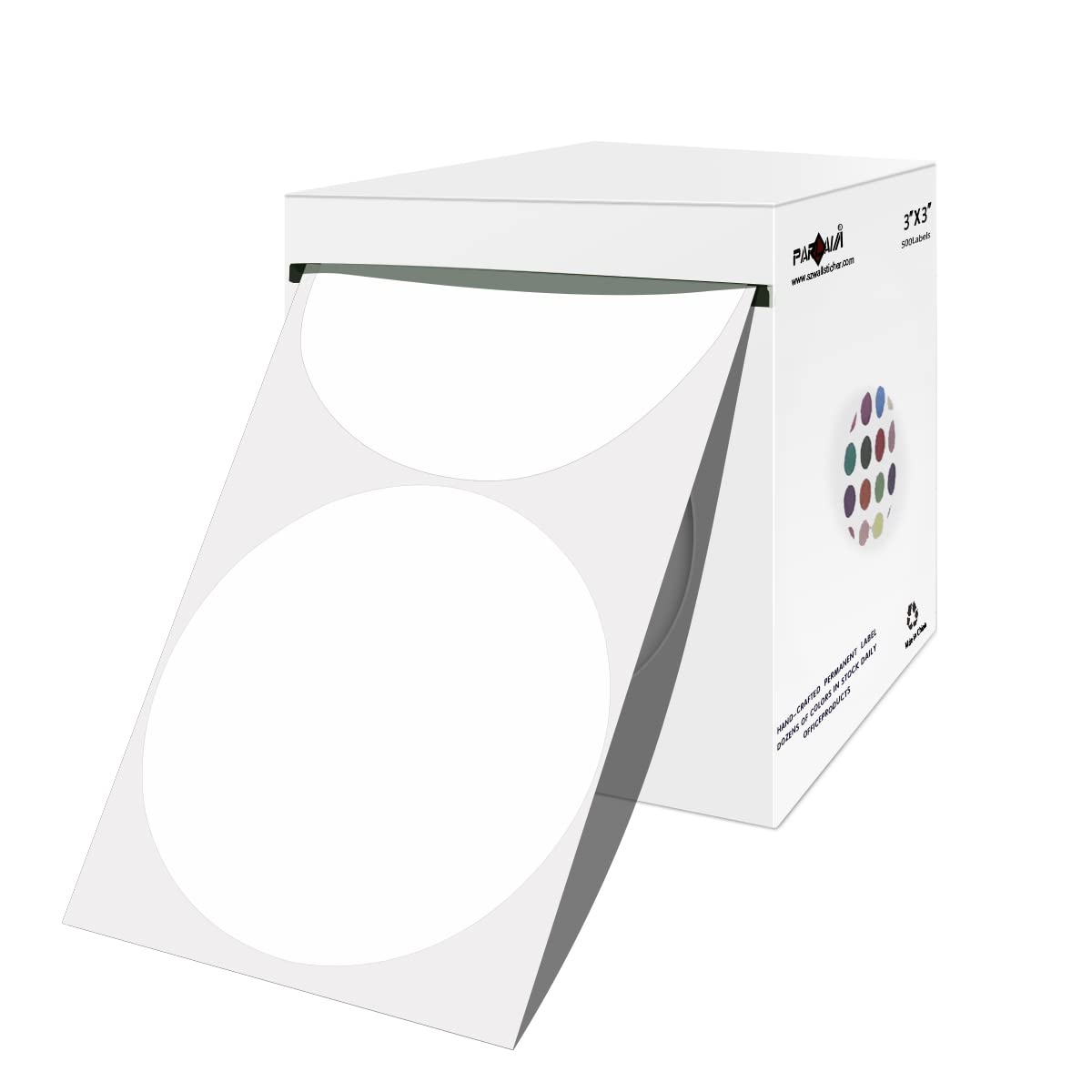 3 Inch Round Permanent Color-Code Dot Sticker, White Color Coding Label