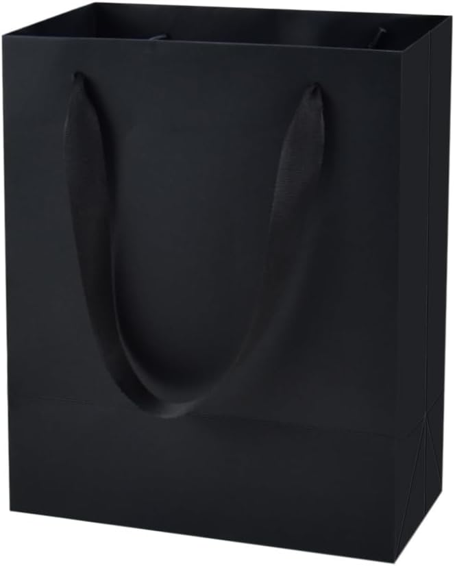 Black Gift Bags with Tissue Paper, 30 Pack, 8x5x10 Inch