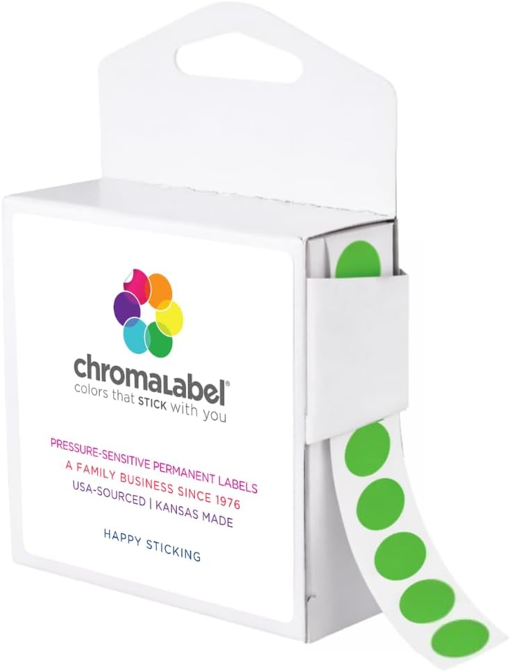 Dot Stickers, 1/2 Inch Green, 1000/ Box