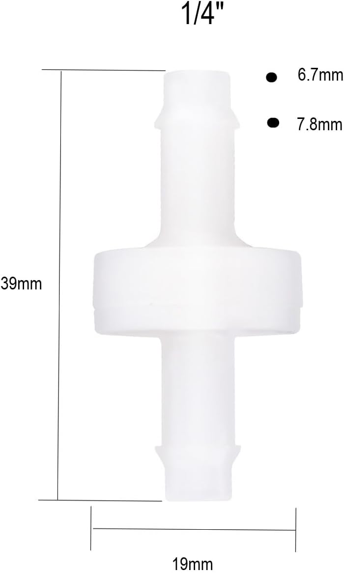 1/4" 6mm PVDF Spa Ozone Generator Ozonator One-way Check Valve 2PCS